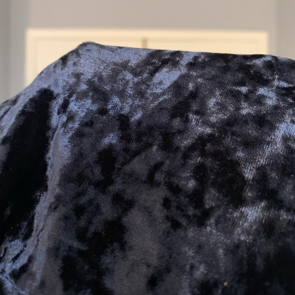 Navy velvet off the shoulder dress - Picture 6 of 6